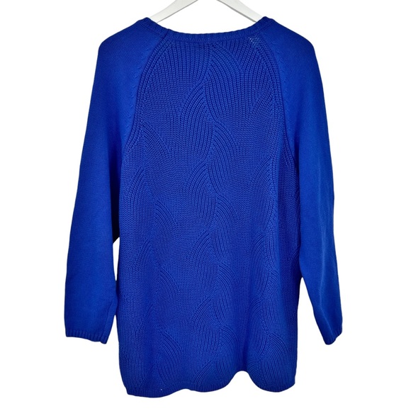 Talbots Cotton Scoop Neck Raglan Sleeve Sweater Cobalt Royal Blue Plus Size 2X - Picture 3 of 5